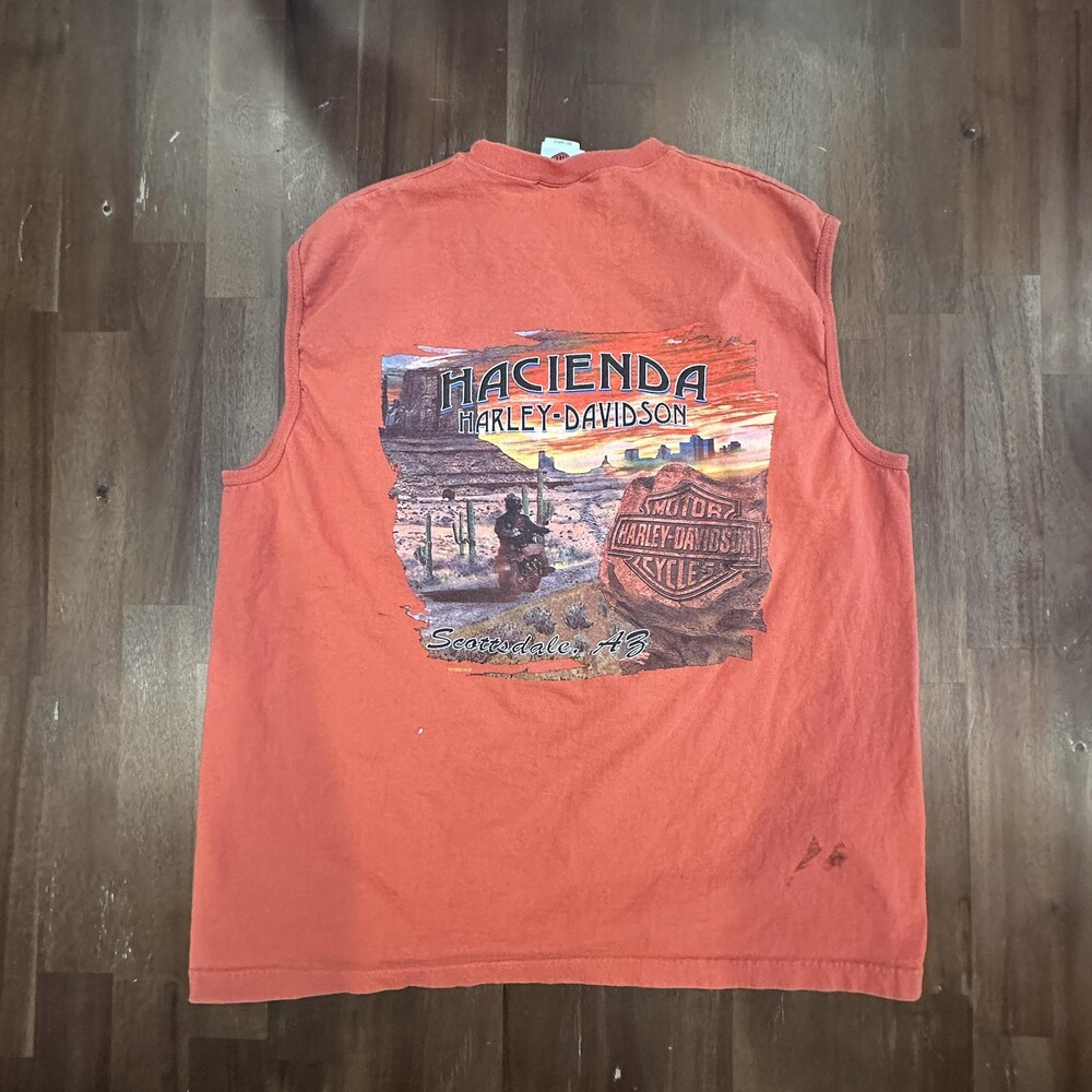 VTG Harley-Davidson 2XL Muscle Shirt Mens Skull Cutoff Hacienda Scottsdale 90s